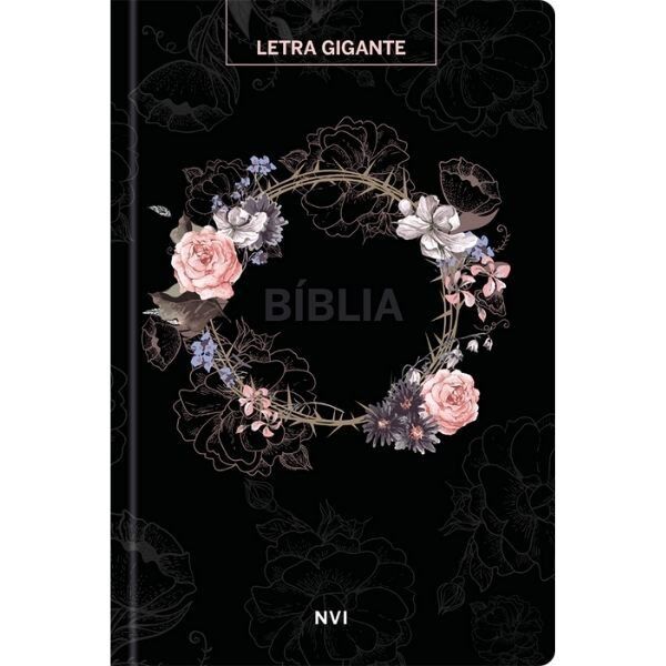 Bíblia Sagrada Flores Preta - Letra Gigante - NVI - Image 1