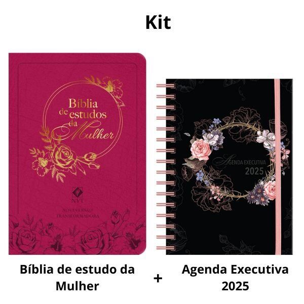 Kit - Bíblia de Estudos da Mulher + Agenda Executiva Flores - Image 1