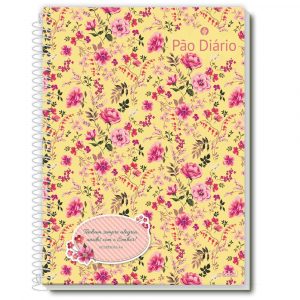 Caderno Universitário Pão Diário Floral – Capa Amarela – 16 Matérias