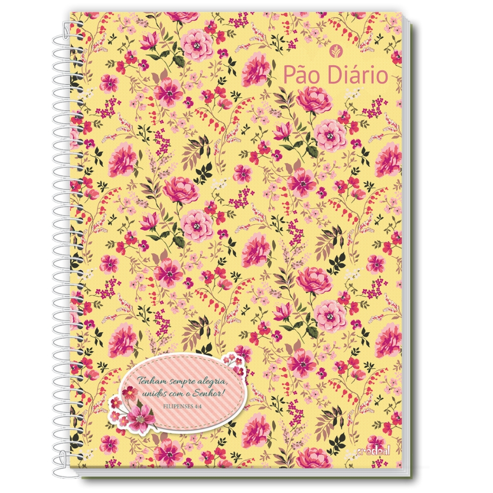 Caderno Pão Diário Floral Amarela
