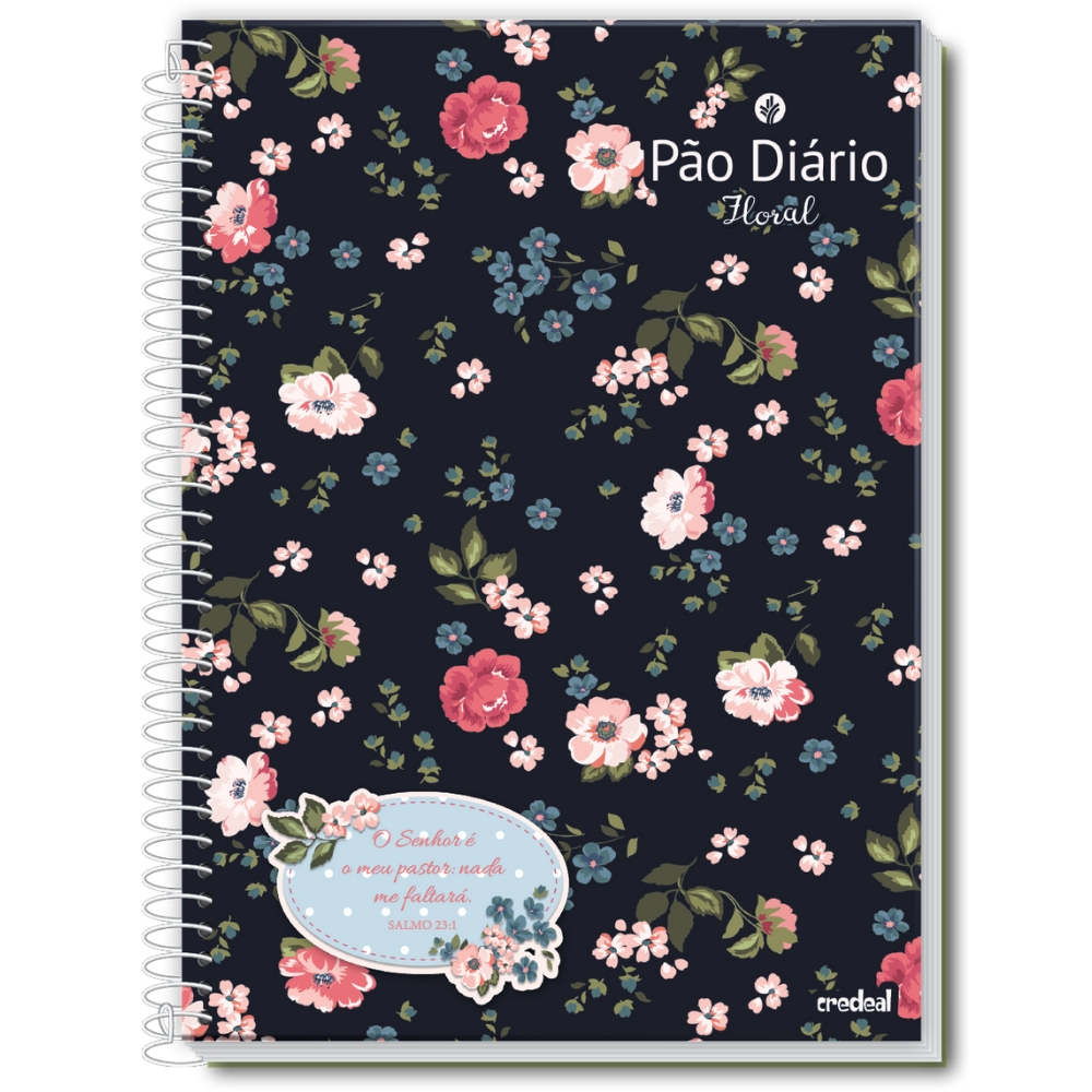 Caderno Pão Diário Floral - Capa Preta